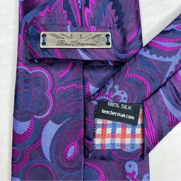 Ben Sherman Paisley Floral 100% Silk Tie - Picture 8 of 9